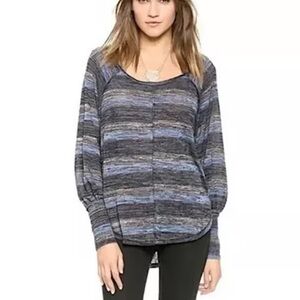 Free People Gray and Blue Knit Top